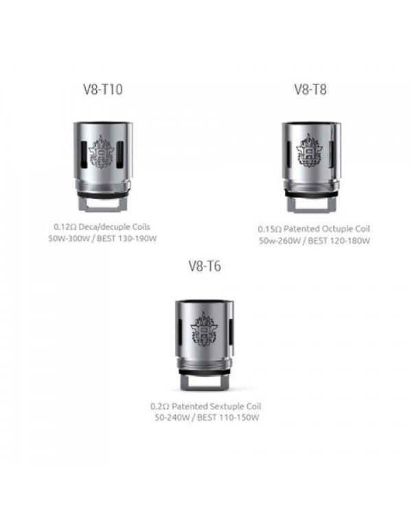 Smok TFV8 Coils / (Q4, T6, T8, T10) Atomizer Heads (3 Pack)